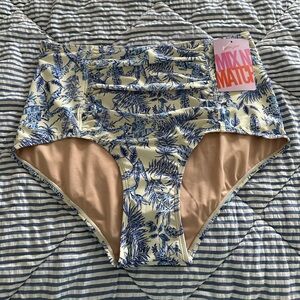Kortni Jeane Large In the Tropics Ruched 2.0 Bottoms NWT